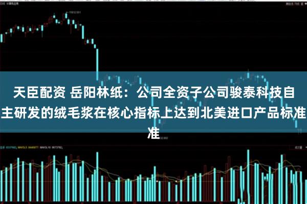 天臣配资 岳阳林纸：公司全资子公司骏泰科技自主研发的绒毛浆在核心指标上达到北美进口产品标准